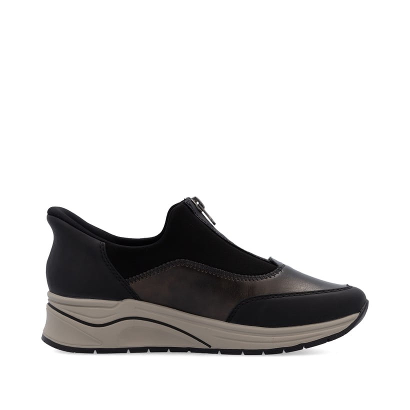 Mocassins Rieker marron pour femme N9553-25 avec option easy in facile. Chaussure vue de l'arrière.