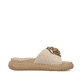 Beige Rieker Damen Pantoletten V1562-62 mit dekorativer Blume. Schuh Innenseite.