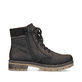 Graphitschwarze Rieker Damen Schnürstiefel Y7418-00 mit einer robusten Profilsohle. Schuh Innenseite