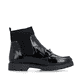 Schwarze Rieker Damen Kurzstiefel 45573-00 mit Schmuckelementen sowie Gummizug. Schuh Innenseite.
