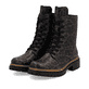 Vegane, dunkelgraue Rieker Damen Biker Boots 72627-90 mit einem Reißverschluss. Schuhpaar seitlich schräg.