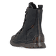 Schwarze Rieker Damen Schnürstiefel 53602-00 mit einem Reißverschluss. Schuh von hinten.
