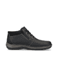 Asphaltschwarze Rieker Herren Schnürschuhe 03043-00 mit Schnürung und Reißverschluss. Schuh Innenseite