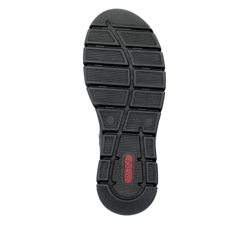 Grüne Rieker Damen Kurzstiefel 55052-54 mit geraffter Optik sowie Reißverschluss. Schuh Laufsohle.