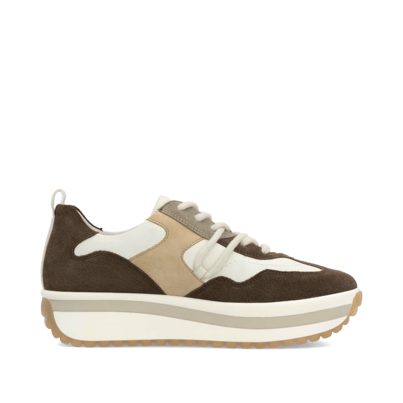 Schwarze Rieker Damen Riemchensandalen W0851-00 mit einer Plateausohle. Schuh Außenseite gespiegelt.