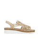 Beigebraune Rieker Damen Sandalen V1268-64 mit floralem Muster sowie Gummizug. Schuh Innenseite.