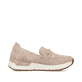 Zartrosane vegane Rieker Damen Loafer 58955-31 mit einem Elastikeinsatz. Schuh Innenseite.