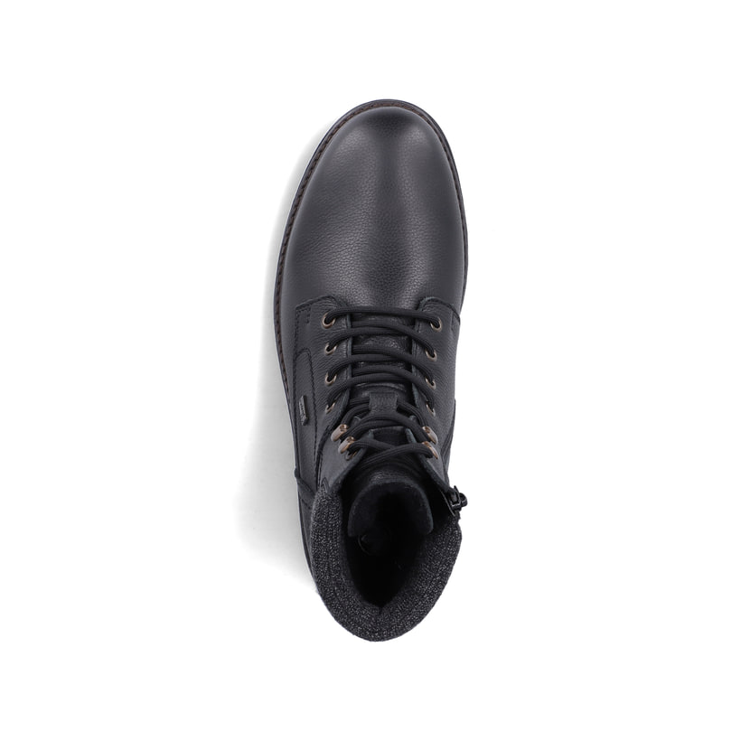 Schwarze Rieker Herren Schnürstiefel F3616-00 aus Glattleder. Schuh von oben.