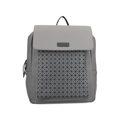 Rieker Rucksack H1649-40 in Grau mit Dreiecks-Musterung, mattem Finish und Handyfach. Vorderseite.