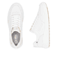 Weiße Rieker Damen Sneaker Low W1101-80 mit Schnürung sowie flexibler Sohle. Schuh von oben, liegend.