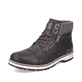 
Nachtschwarze Rieker Herren Schnürstiefel F3941-00 mit Schnürung und Reißverschluss. Schuh seitlich schräg