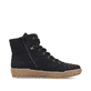 Schwarze Rieker Damen Schnürstiefel N0730-00 mit einem Reißverschluss. Schuh von hinten.