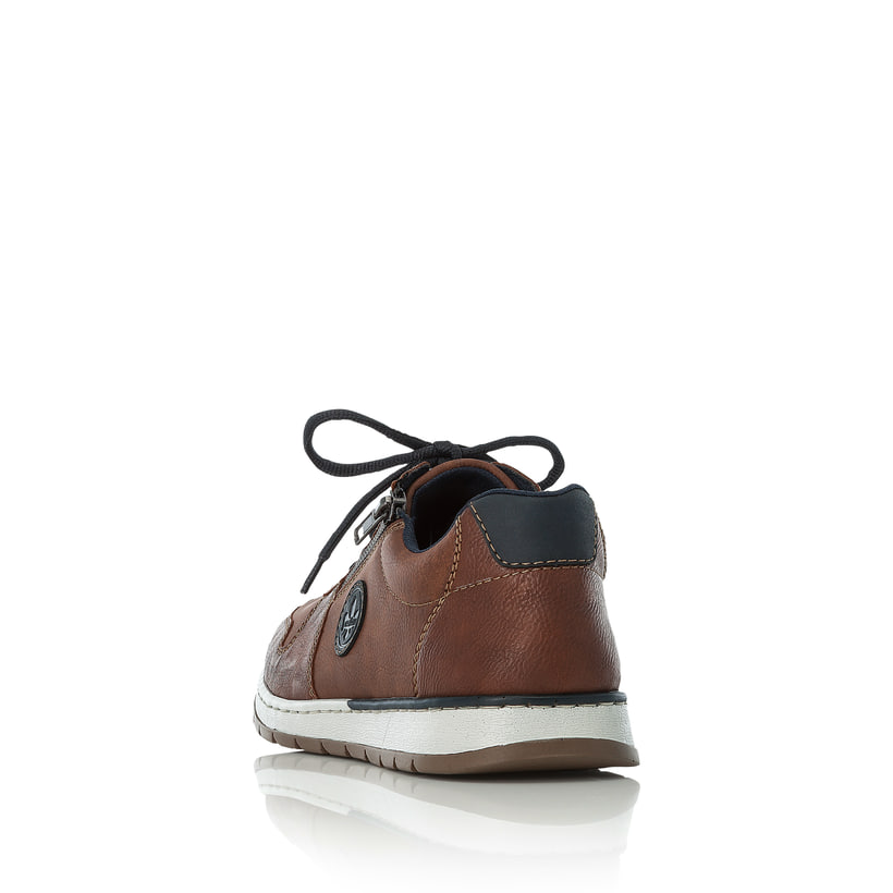 
Karamellbraune Rieker Herren Sneaker Low B2114-24 mit Schnürung und Reißverschluss. Schuh von hinten