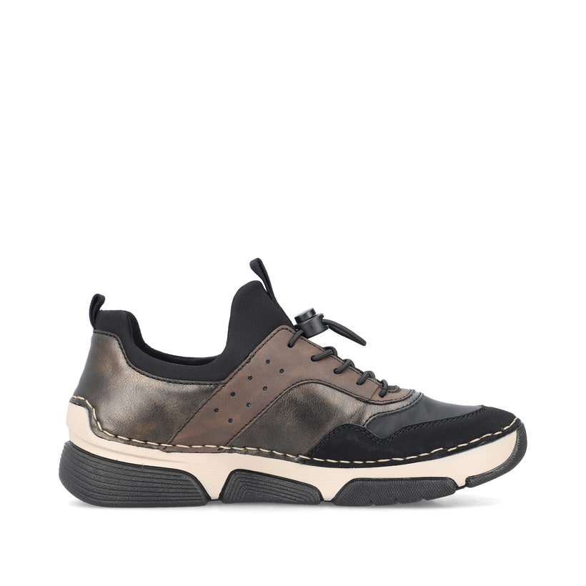 Urbanschwarze Rieker Damen Slipper 45957-00 mit einer schockabsorbierenden Sohle. Schuh Innenseite