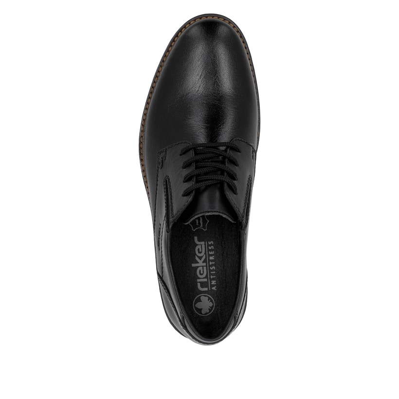 Schwarze Rieker Herren Schnürschuhe 14621-00 aus Glattleder mit Komfortweite G. Schuh von oben.