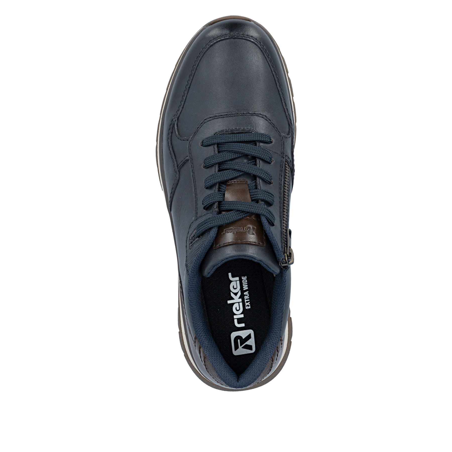 Baskets basses Rieker bleues pour homme B9301-14 en cuir lisse. Semelle extérieure de la chaussure.