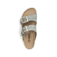 Grüne Rieker Damen Pantoletten 69850-52 mit Schnallen sowie einer leichten Sohle. Schuh von oben.