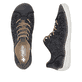 Blaue Rieker Damen Schnürschuhe 52518-14 in Löcheroptik. Schuh von oben, liegend.