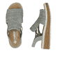 Khakifarbene Rieker Keilsandaletten 62741-52 mit Gummizug sowie der Extraweite H. Schuh von oben, liegend.