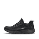 Schwarze Rieker Damen Slipper M5055-00 mit ultra leichter und flexibler Sohle. Schuh Außenseite gespiegelt.
