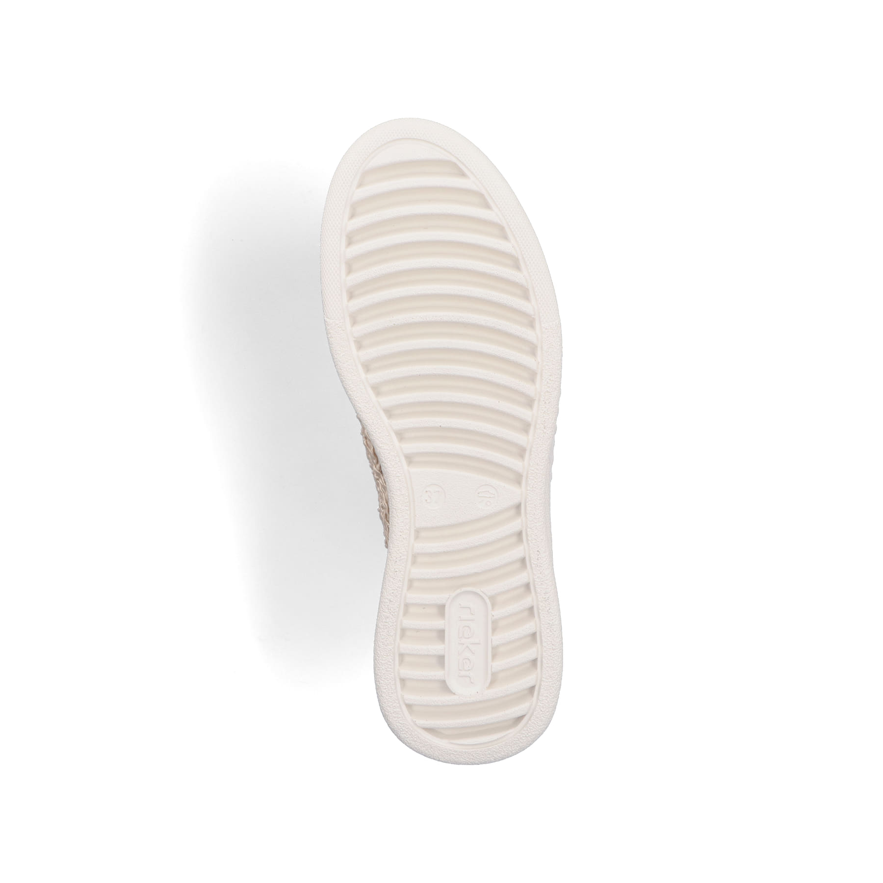 Beige Rieker Damen Sneaker Low N6409-62 mit Rieker Air Sohlenfenster. Schuh Laufsohle.