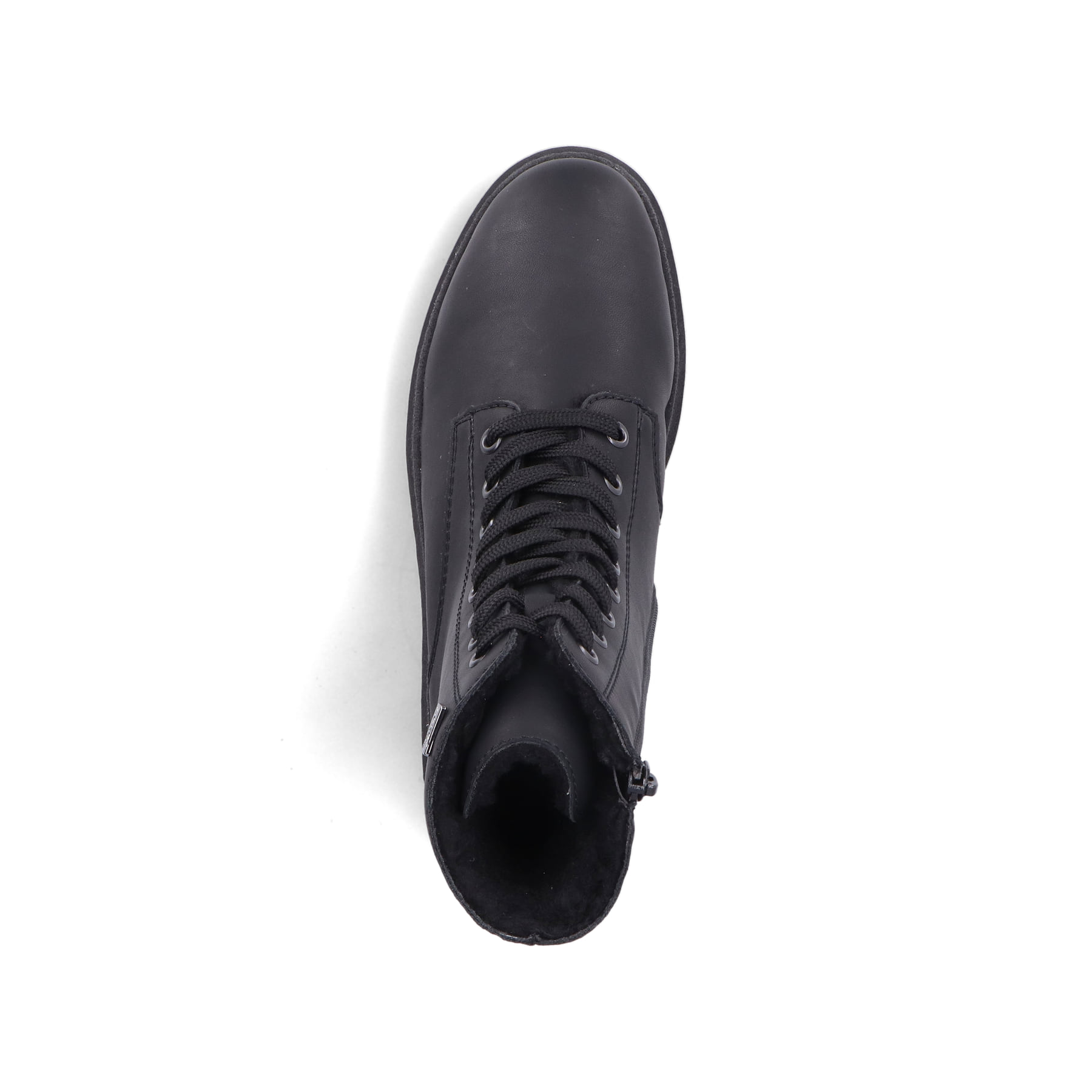 Schwarze Rieker Damen Biker Boots Z9447-00 mit wasserabweisender TEX-Membran. Schuh Laufsohle.