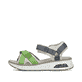Mehrfarbige Rieker Damen Trekkingsandalen 65660-90 mit Rieker Air Sohlenfenster. Schuh Außenseite.