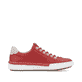 Rote Rieker Damen Slipper L7250-34 mit einem Reißverschluss. Schuh Innenseite.