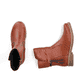 Fuchsbraune Rieker Damen Kurzstiefel 73551-24 mit modischer Kordel. Schuh von oben, liegend.