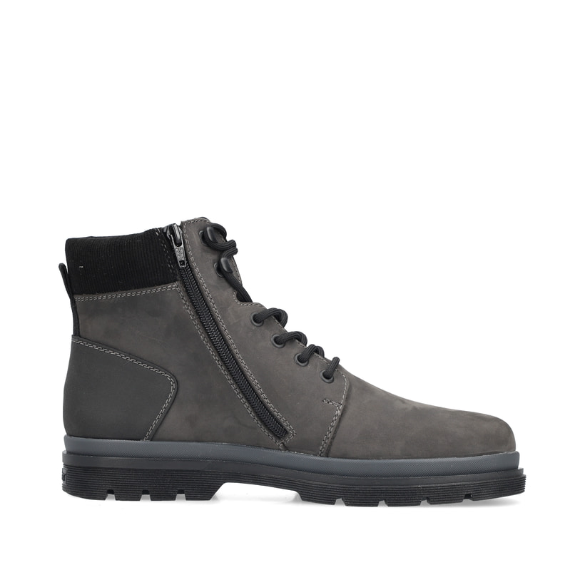 Bottes à lacets Rieker grises pour homme 32312-42 en cuir suédé. Intérieur de la chaussure.