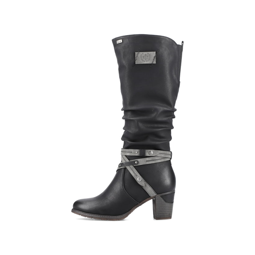 Ozeanblaue Rieker Damen Hochschaftstiefel 94791-14 mit einer robusten Profilsohle. Schuh Innenseite