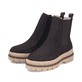 Dunkelbraun-beige Rieker Damen Chelsea Boots Y6272-25 mit einem Reißverschluss. Schuhpaar seitlich schräg.