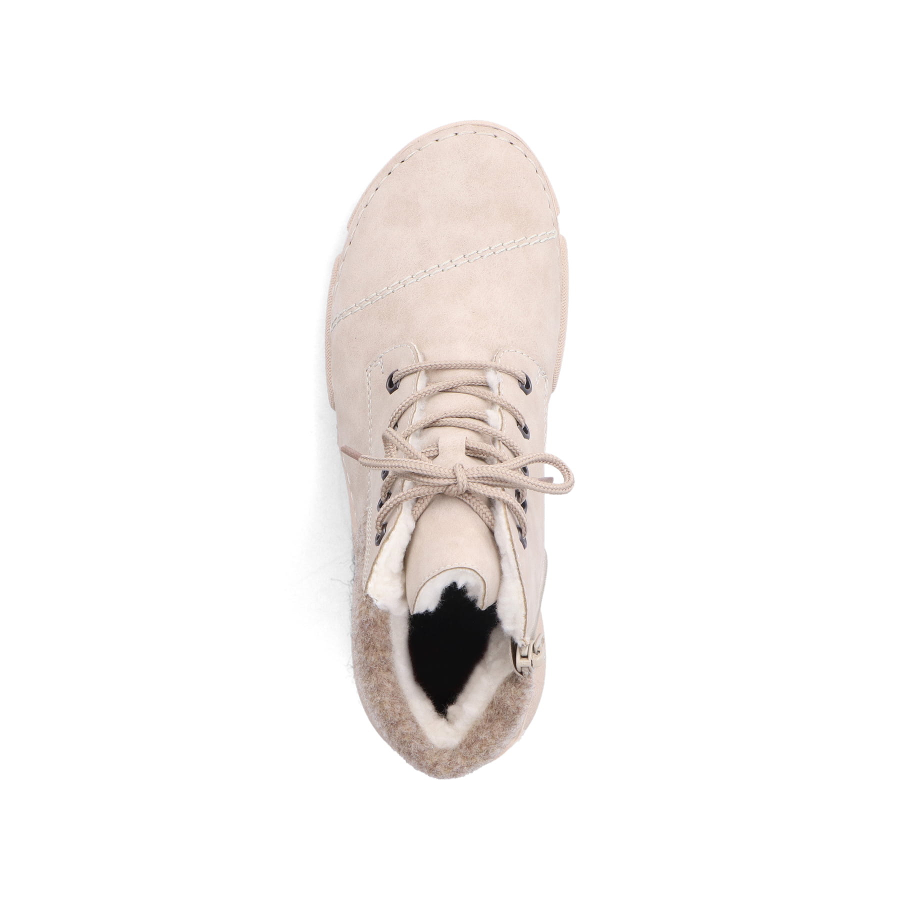 Hellbeige Rieker Damen Schnürstiefel 45900-60 mit Schnürung und Reißverschluss. Schuh Laufsohle