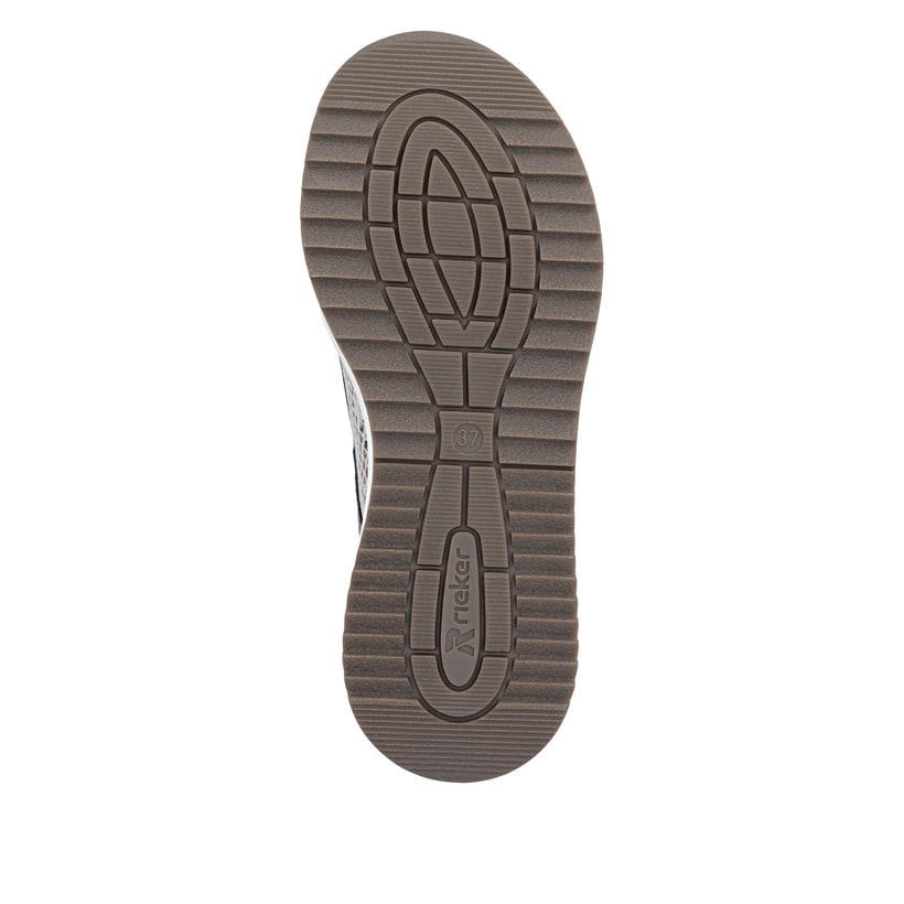Braune Rieker Damen Sneaker Low L5854-64 mit Reißverschluss sowie Extraweite H. Schuh Laufsohle.