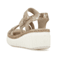 Bunte Rieker Keilsandaletten 69157-90 mit einem Klettverschluss. Schuh von hinten.