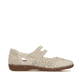 Beige Rieker Ballerinas 47675-60 mit modernen Ziernähten sowie Klettverschluss. Schuh Innenseite.