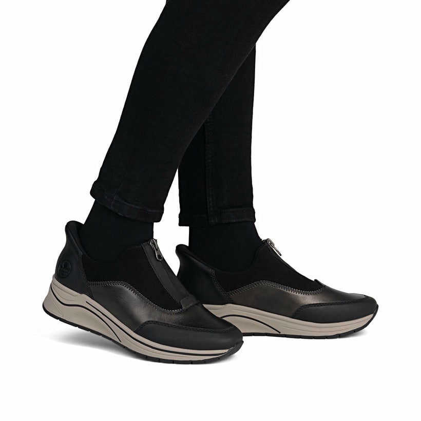 Mocassins Rieker Pour Femmes Modèle 46369 - Cuir Tressé - Semelle Confort Riricon - Avec élastique Pour Enfiler Facilement