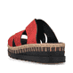 Rote Rieker Damen Pantoletten V7970-33 mit der schmalen Passform E 1/2. Schuh von hinten.