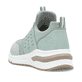 Grüne Rieker Damen Sneaker Low M6651-52 mit einem Gummizug sowie Extraweite H. Schuh von hinten.