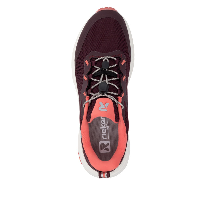 Rote Rieker Sport Damen Sneaker Low W4502-30. Schuh von oben.