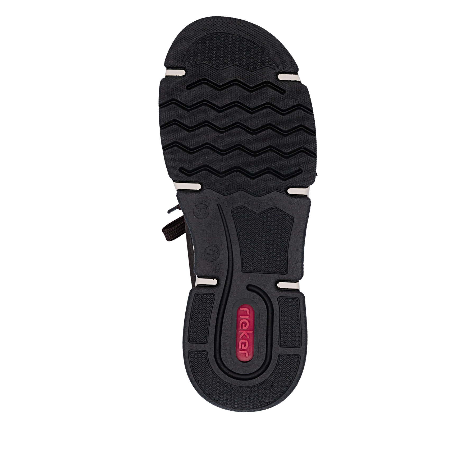 Dunkelbraune Rieker Damen Slipper 45973-25 mit Deko-Reißverschluss. Schuh Laufsohle.