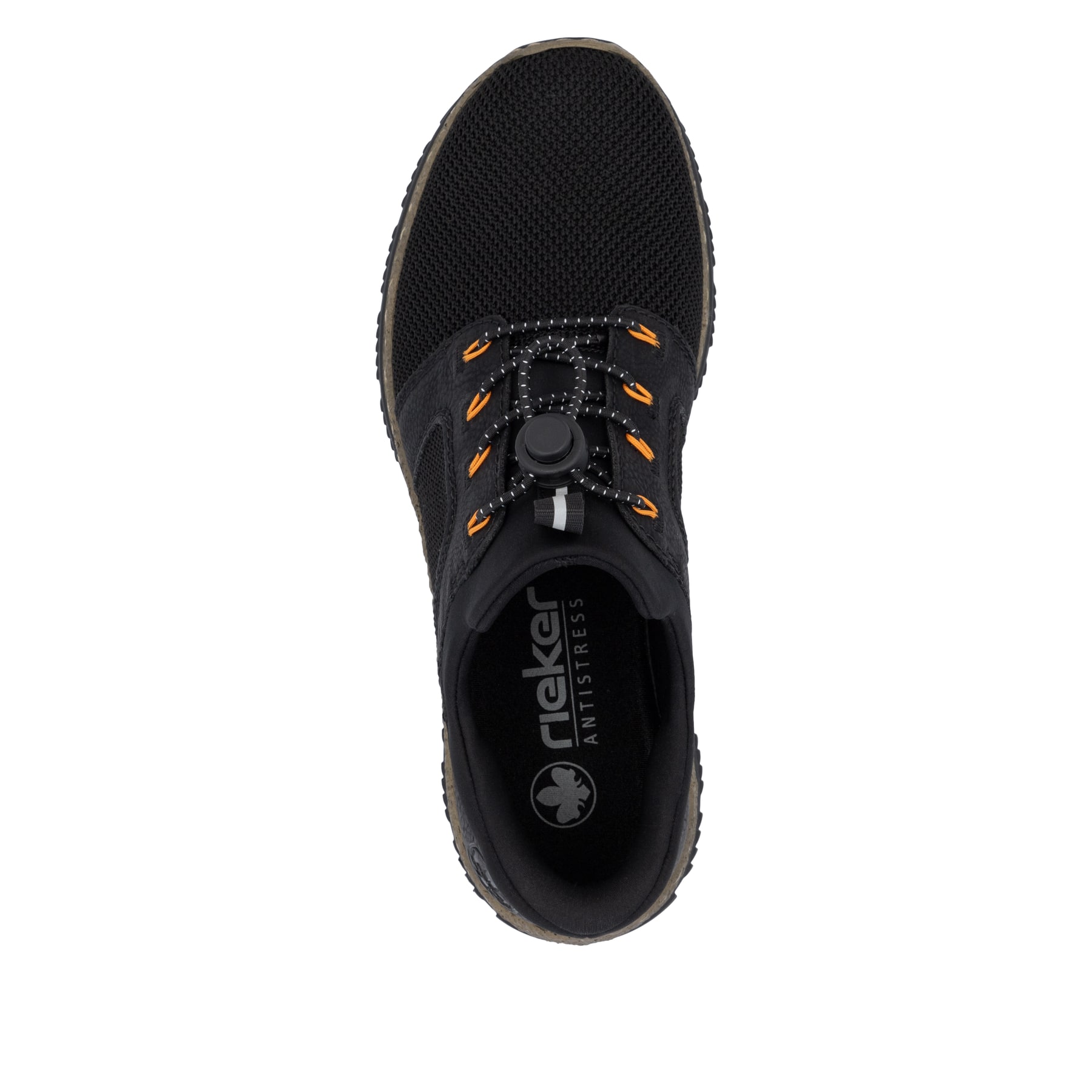 Mocassins Rieker noirs pour femme N32G4-00 avec fonction easy in Ready2GO. Chaussure vue de dessus.