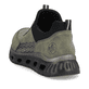 Grüne Rieker Damen Slipper M6058-54 mit einer ultra leichten und flexiblen Sohle. Schuh von hinten.
