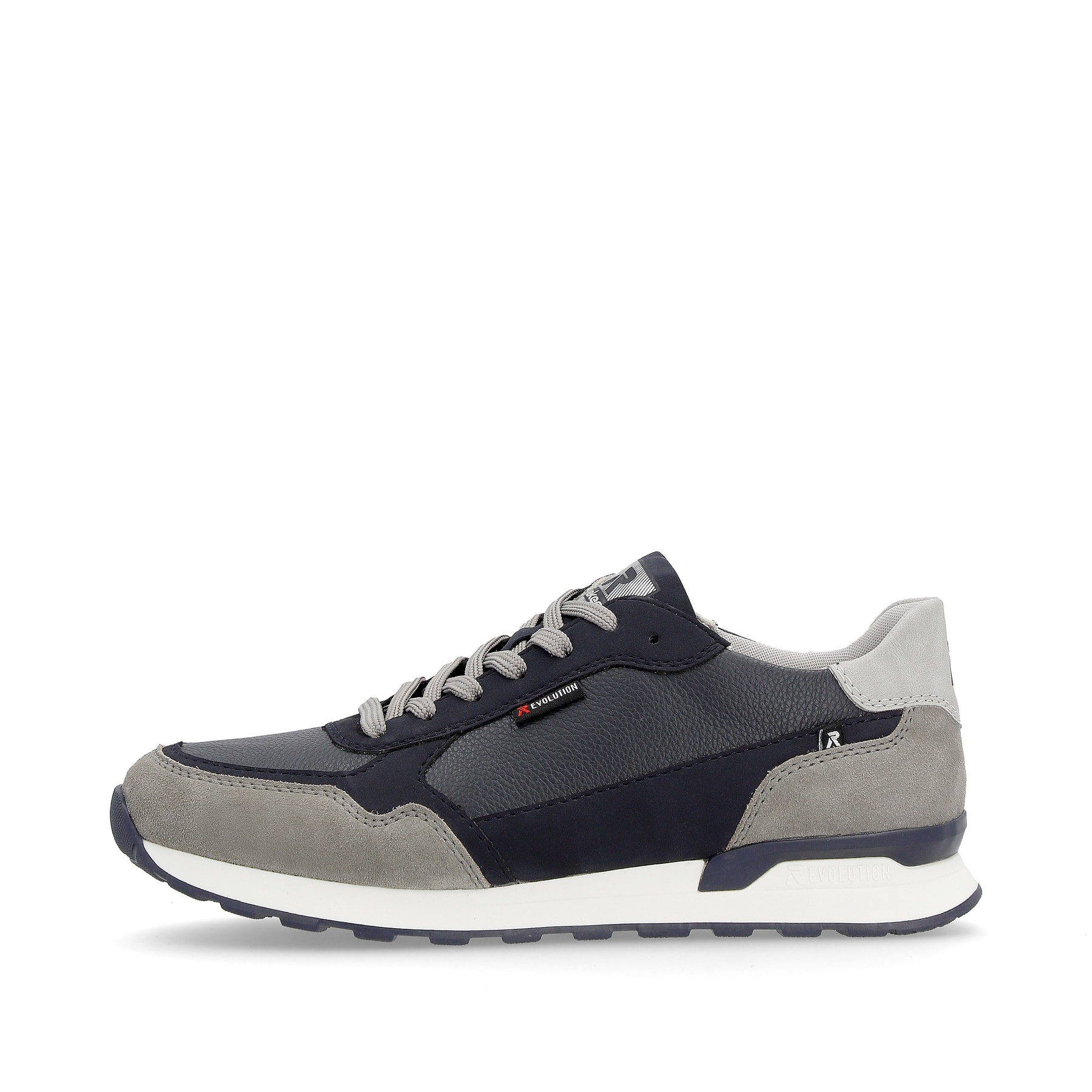 Blaue Rieker Herren Sneaker Low U0307-14 mit griffiger und leichter Sohle. Schuh Außenseite.