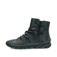 Grüne Rieker Damen Kurzstiefel 55052-54 mit geraffter Optik sowie Reißverschluss. Schuh Außenseite.