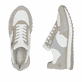 Weiße Rieker Damen Sneaker Low 49010-81 aus Rauleder mit einem Reißverschluss. Schuh von oben, liegend.