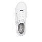 Baskets basses Rieker blanches pour femme W2605-80 avec fermeture éclair. Chaussure vue de dessus.