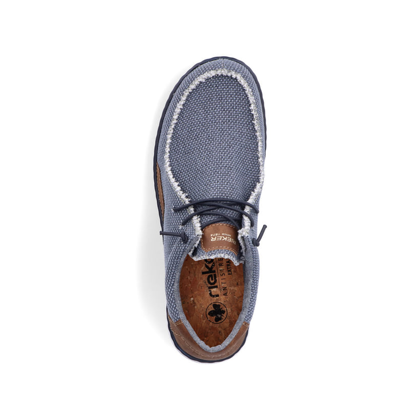 Chaussons Rieker bleus pour homme 08600-12 avec bande élastique. Chaussure vue de dessus.