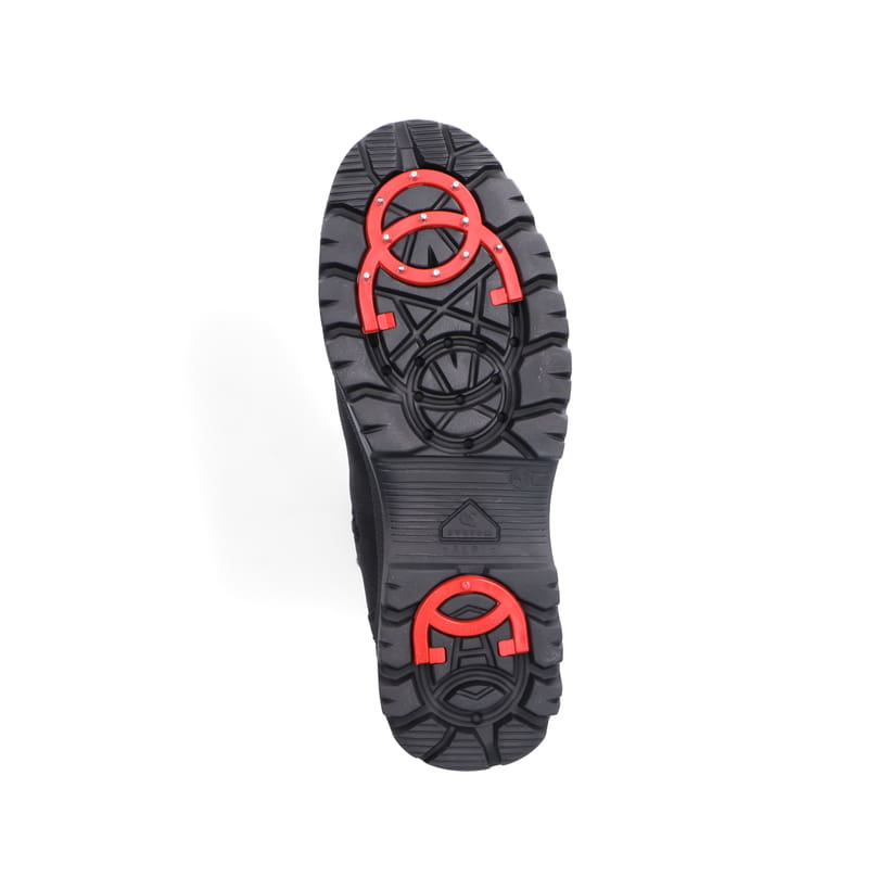 
Tiefschwarze Rieker Herren Kurzstiefel F5484-00 mit Reißverschluss sowie Flip-Grip. Schuh Laufsohle