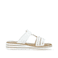 Weiße Rieker Damen Pantoletten V0636-80 mit einem Klettverschluss. Schuh Innenseite.